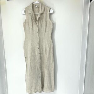 Kala vintage linen blend button down dress women’s 6